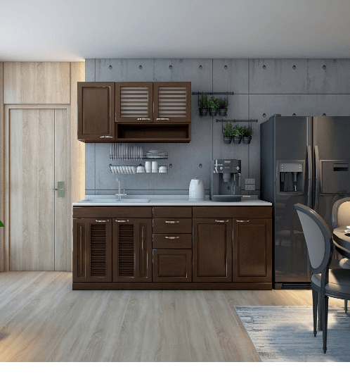 MJ KITCHEN ชุดครัวสำเร็จรูป ขนาด 2.05 ม. SILVER สีโอ๊ค