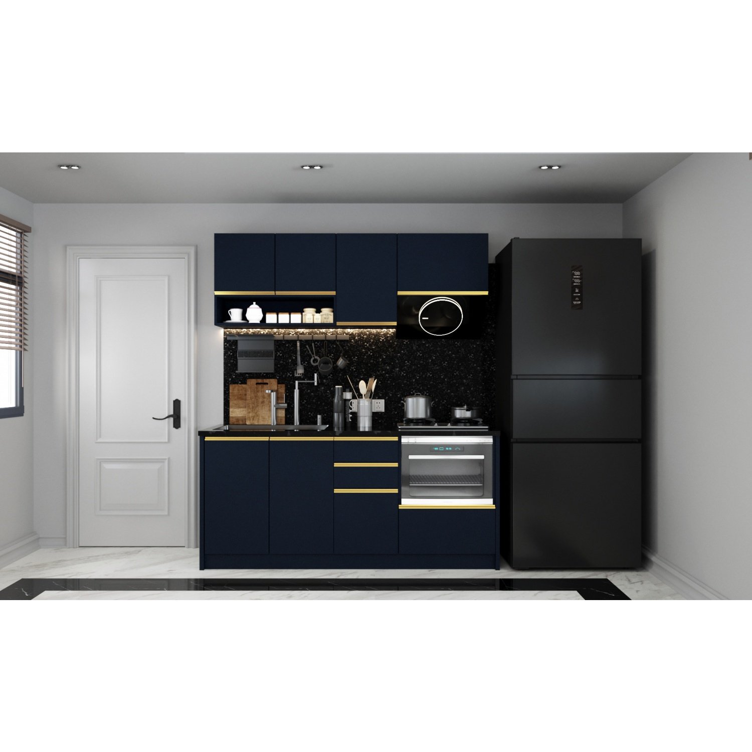 MJ KITCHEN ชุดครัวสำเร็จรูป ET-CS01850X-PCB ขนาด 1.85 M. สีแปซิฟิคบลู