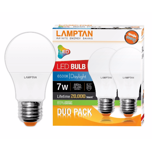 Lamptan แอลอีดี A60 Bulb 7W. เดย์ไลท์ (Dual pack)