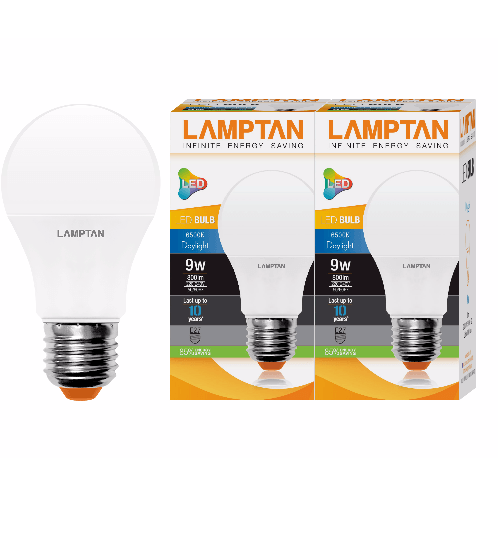 LAMPTAN หลอด LED bulb 9w แพ๊คคู่ แสง เดย์ไลท์ - สีขาว