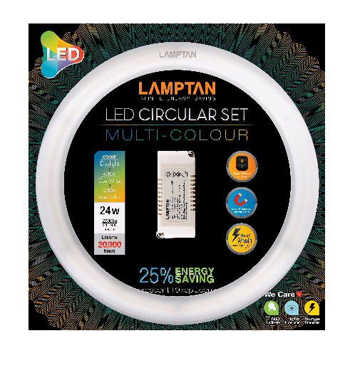 LAMPTAN หลอด LED เซอคิวลาร์เซ็ท มัลติคัลเลอร์ 24W. P.10 สีขาว