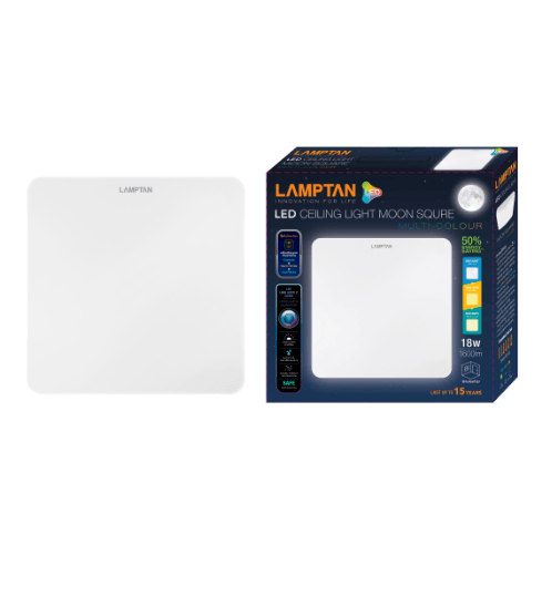 LAMPTAN โคมแอลอีดี Ceiling Moon Multi 18W(เหลี่ยม) ปรับ3แสง สีขาว