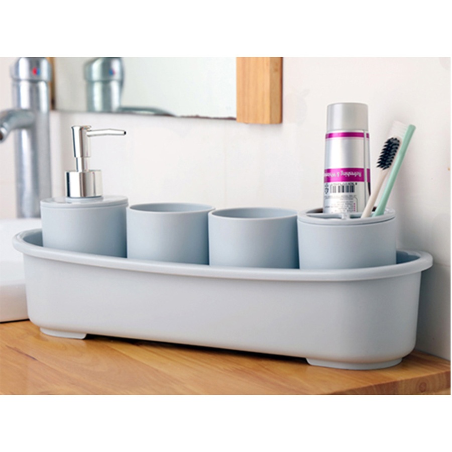USUPSO ชุดสำหรับวางอุปกรณ์ในห้องน้ำ Nordic style + แก้ว -