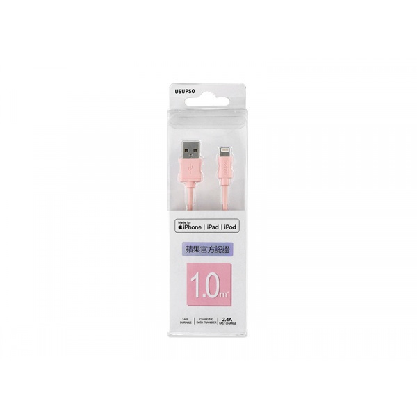 USUPSO สายดาต้าชาร์จ Apple ยาว 1 เมตร - สีชมพู