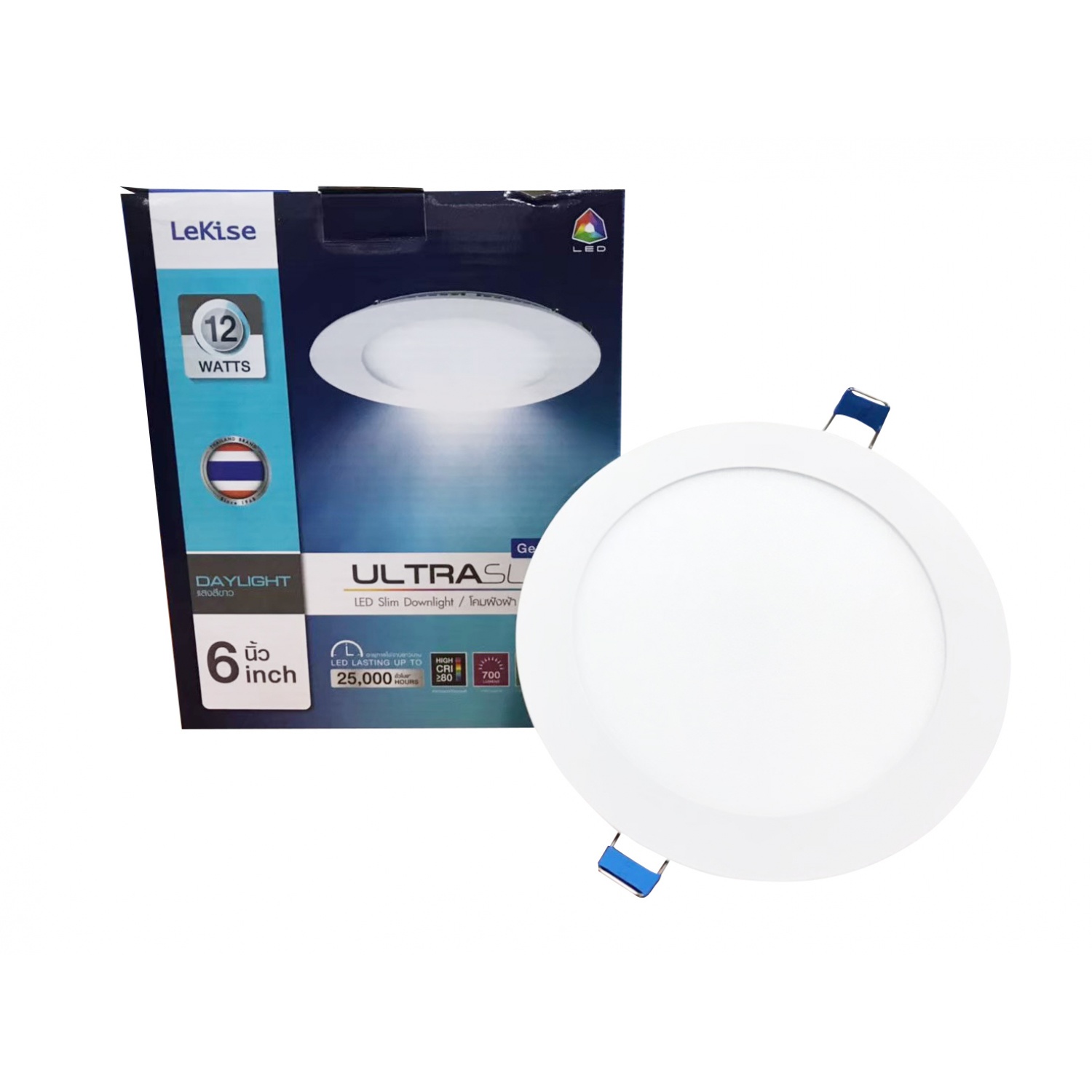 LEKISE โคมดาวน์ไลท์ LED แบบฝังฝ้าหน้ากลม 6นิ้ว 12W รุ่น ULTRA SLIM Gen III แสงขาว