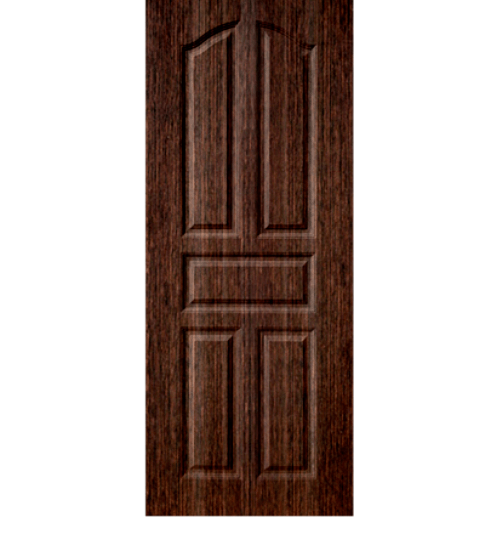BWOOD ประตูยูพีวีซี บานทึบ 5ฟักปีกนก 90x220ซม. BROWN WENGE (เจาะ) ECO-Series LBEN001