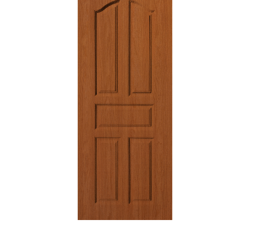 WELLINGTAN ประตูยูพีวีซี บานทึบ 5ฟักปีกนก REVO LWNR001 90x200ซม. ORANGE TEAK (เจาะรูลูกบิด)