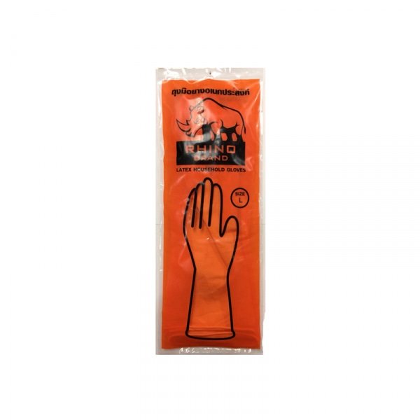 RHINO ถุงมือยางทำความสะอาดอเนกประสงค์ (Size L) รุ่น 938-L01D สีส้ม