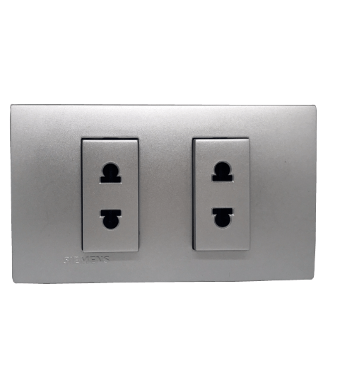 SIEMENS หน้ากาก 2 ช่องแยก + เต้ารับสองขา (สีเงิน)