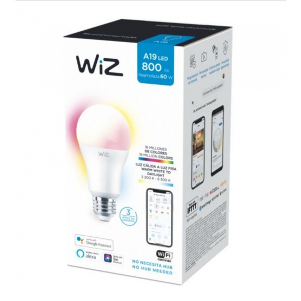 PHILIPS WiZ หลอดไฟแอลอีดี Wi-Fi Color+TunableWhite 9W A60 12/1CT