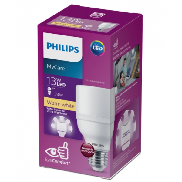 PHILIPS หลอดแอลอีดีไบร์ท 13W E27 3000K 230V 1CT/12 APR