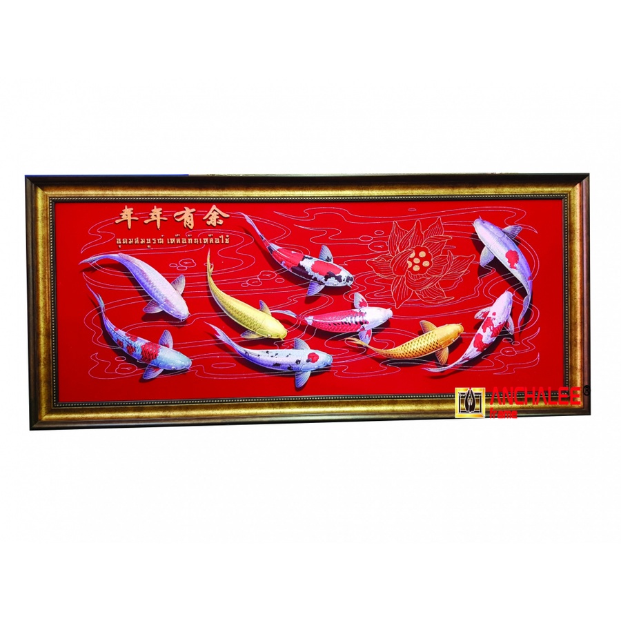 Anchalee frame ภาพปลาคราฟกำมะหยี่สีแดง A4 ขนาด16”x41”