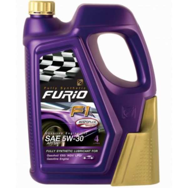 bangchak น้ำมันเครื่องเบนซินสังเคราะห์ 100% 4Lx2 SN 5W40 FURIO F1 สีม่วง