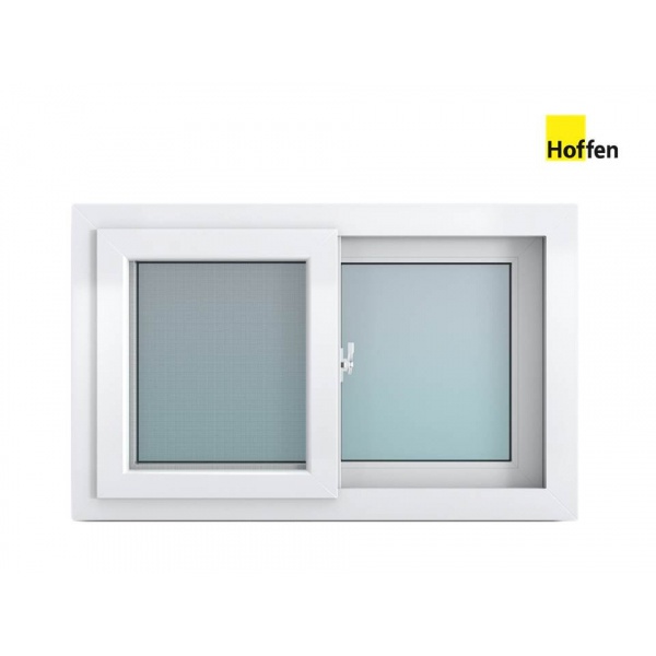 HOFFEN หน้าต่างไวนิล บานเลื่อน SS W7 80x50ซม. สีขาว พร้อมมุ้ง