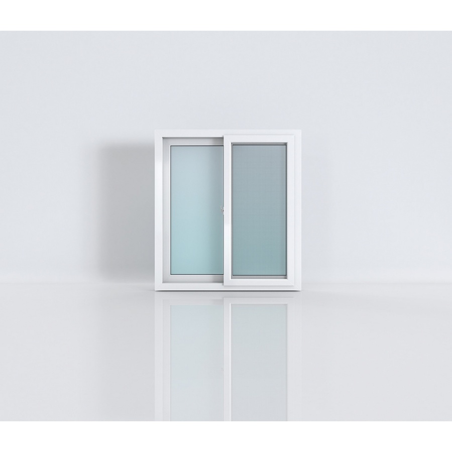 Hoffen หน้าต่างไวนิล บานเลื่อน ขนาด 100x110ซม. SS (Trendy) พร้อมมุ้ง สีขาว