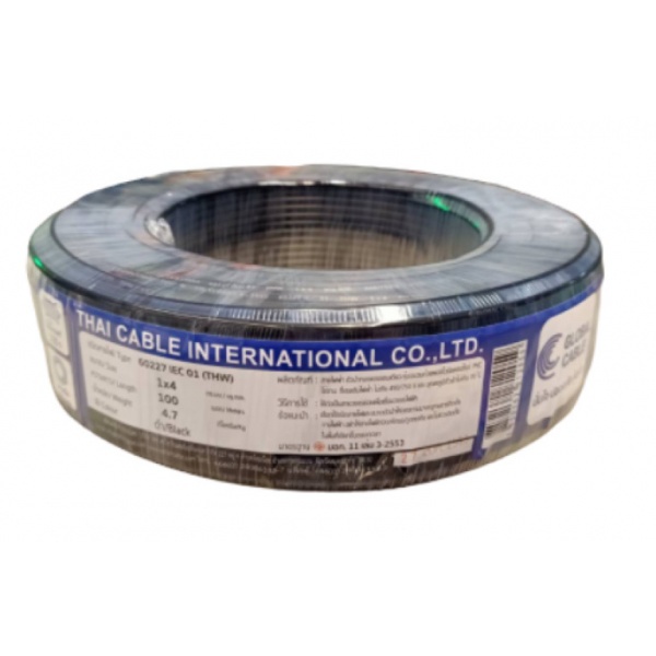 Global Cable สายไฟ THW IEC01 1x4 100เมตร สีดำ