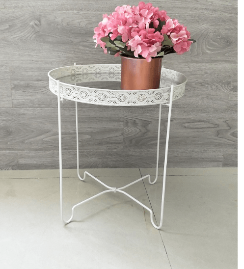 โต๊ะข้างทรงกลม CY17429-WH ขนาด 40x40x43ซม. สีขาว