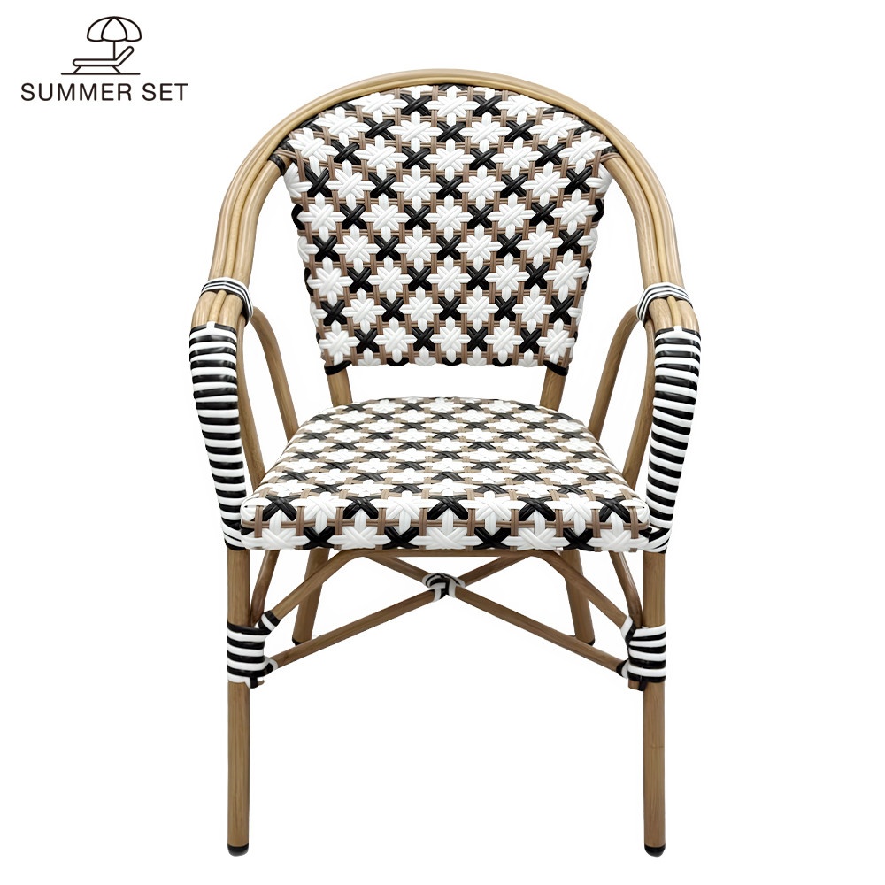 SUMMER SET เก้าอี้สนามอลูมิเนียมหวายเทียม รุ่น CAPRI-CB ขนาด 60x60x84 ซม. สีครีม-น้ำตาล