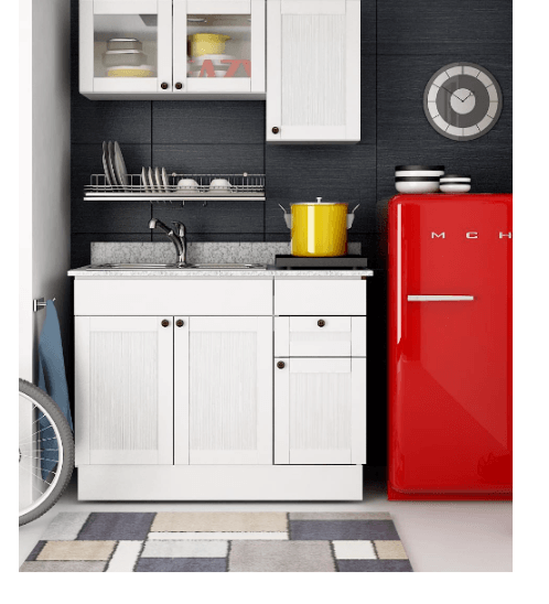 KITZCHO ชุดครัวสำเร็จรูป 1.24เมตร. Design 1 KEC-ZOR-C-FL-0A124-WH สีขาว