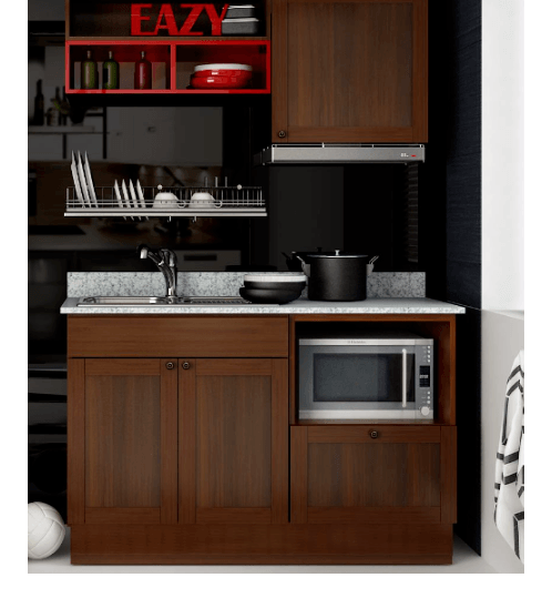 KITZCHO ชุดครัวสำเร็จรูป 1.44เมตร. Design 2 KEC-ZOR-C-FL-0B144-TK สีสัก