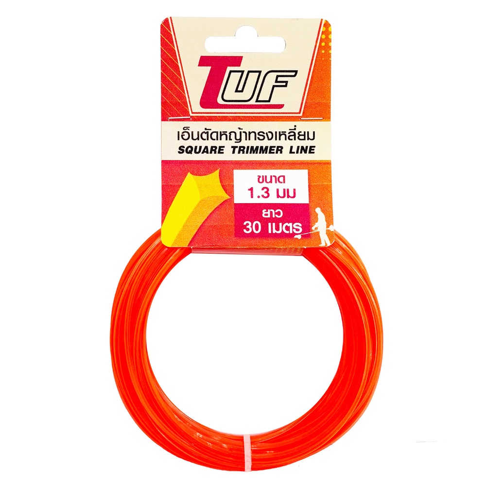 TUF เอ็นตัดหญ้าเส้นเหลี่ยม สีส้ม ขนาด 1.3มม. ยาว 30ม.