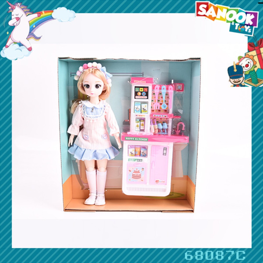 TOYS ของเล่นตุ๊กตาผู้หญิงพร้อมชุดครัว 12นิ้ว#68087C ขนาด (39x7.5x33 ซม.)