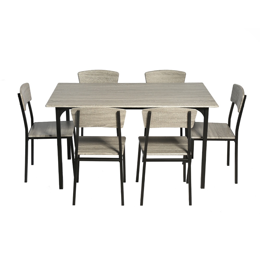 Delicato ชุดโต๊ะอาหาร 6 ที่นั่ง รุ่น Kuro โต๊ะ:140X80X76ซม. เก้าอี้:44x45x82.4ซม. สีน้ำตาลเข้ม