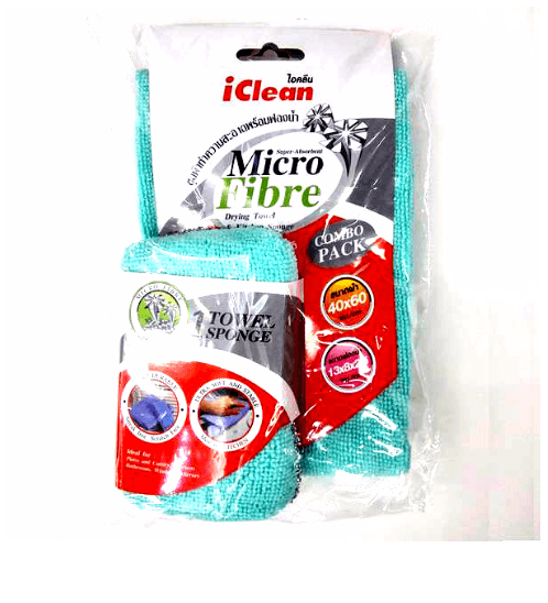 ICLEAN ชุดผ้าและฟองน้ำทำความสะอาด RS08-P025 ฟ้า