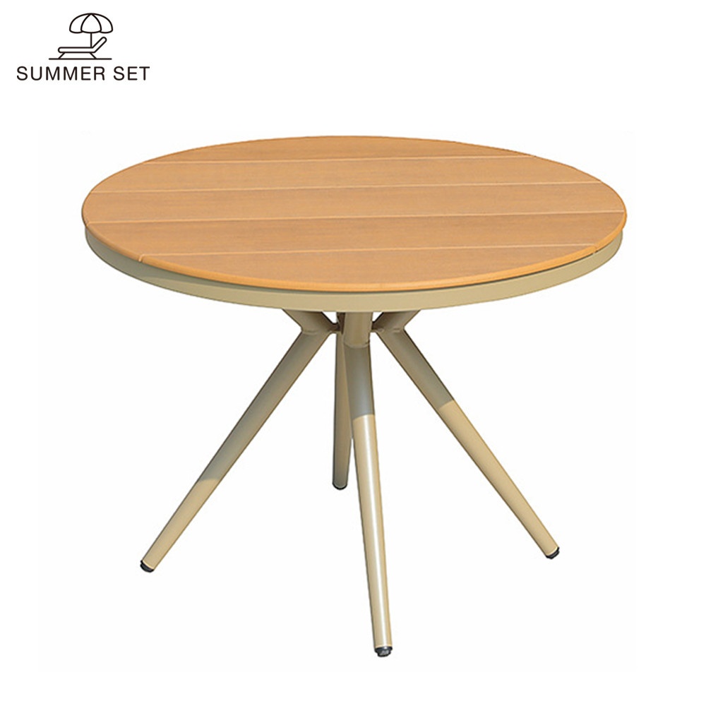 SUMMER SET โต๊ะสนามทรงกลมอลูมิเนียม รุ่น MILAN-O ขนาด 100x100x75 ซม. สีไม้โอ๊ค