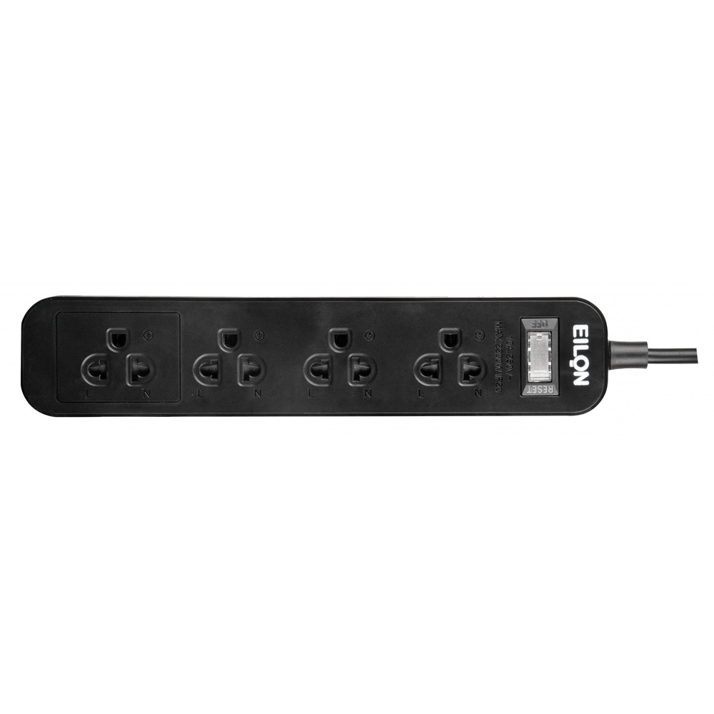EILON รางปลั๊กไฟ รุ่น MSC45THNB-GHE 4 ช่อง 1 สวิตซ์ 10A 2200W 5เมตร สีดำ
