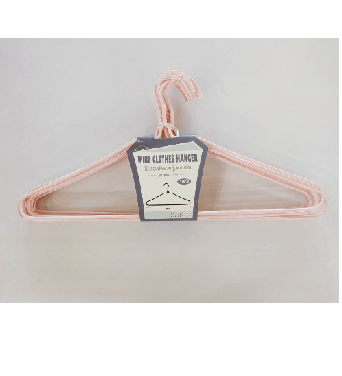 SAKU ไม้แขวนเสื้อลวดหุ้มพลาสติก ขนาด 0.265x45x22.5 ซม. JMZM021-PK สีชมพู