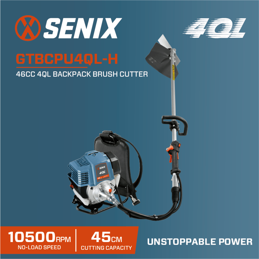 SENIX เครื่องตัดหญ้าสะพายบ่าก้านอ่อน 4 จังหวะ ขนาด 46ซี.ซี. รุ่นGTBCU4QL-HR สีน้ำเงิน