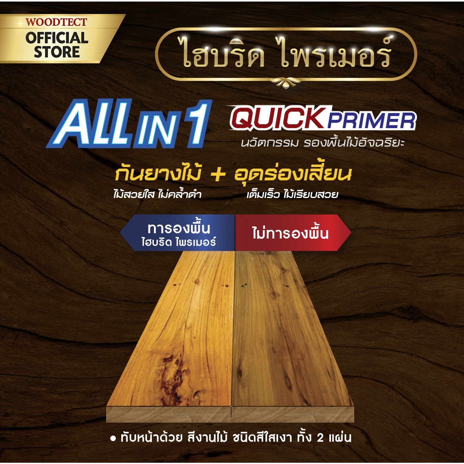 Woodtect วูดเทค สีรองพื้น ไฮบริด ควิ๊กไพรเมอร์ WW-5000 1กป. สีใส