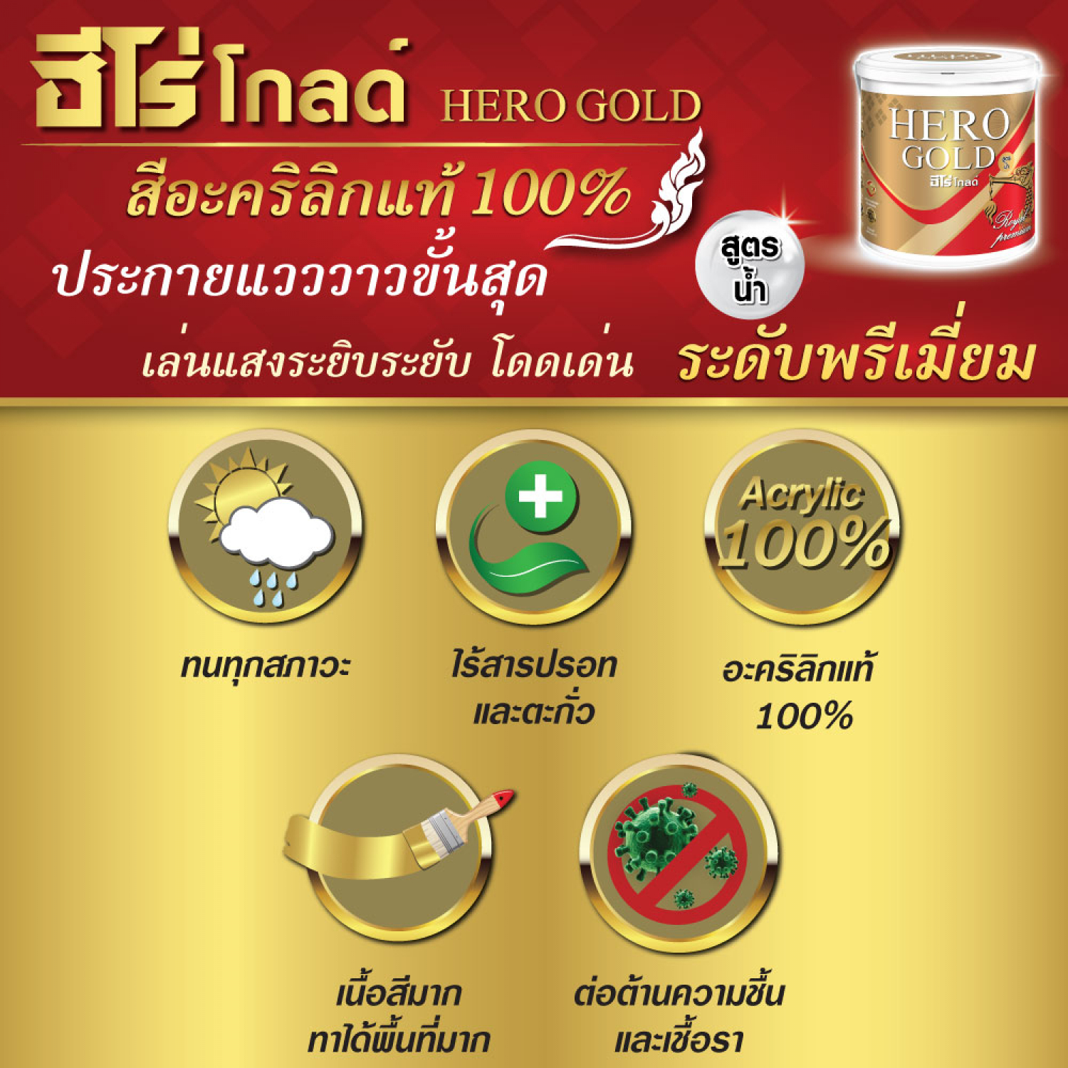 Hero สีมุกเพิร์ลเอฟเฟค เงา-สูตรน้ำ MU-202 1 ไพน์ สีมุกแดง