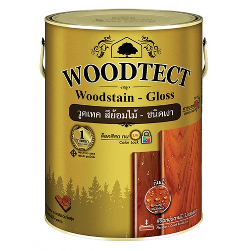 Woodtect วูดเทค วูดสเตน WG-104 เงา 1/4กล. สีไม้มะค่า