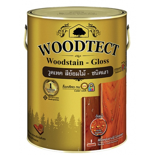 Woodtect วูดเทค วูดสเตน WG-106 เงา 1/4กล. สีไม้สักล้านนา