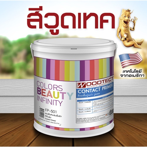 Woodtect วูดเทค สีรองพื้น เดคกิ้งไฟเบอร์ซีเมนต์ FP-501 สูตรน้ำ 1กล. สีใส
