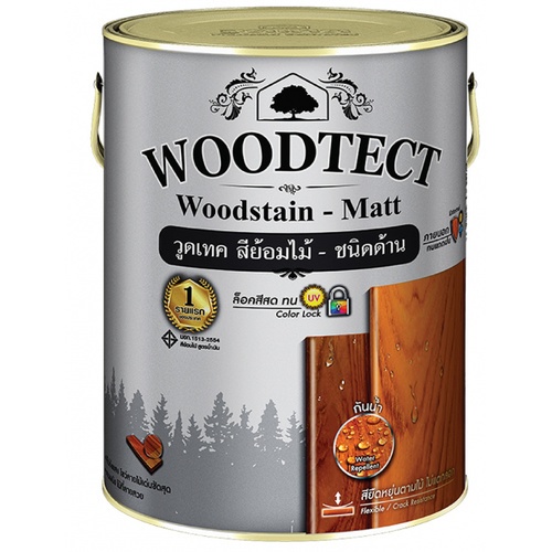 Woodtect วูดเทค วูดสเตน WM-604 ด้าน 1กล. สีไม้มะค่า