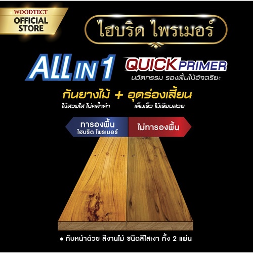 Woodtect วูดเทค สีรองพื้น ไฮบริด ควิ๊กไพรเมอร์ WW-5101 1กล. สีไม้สัก