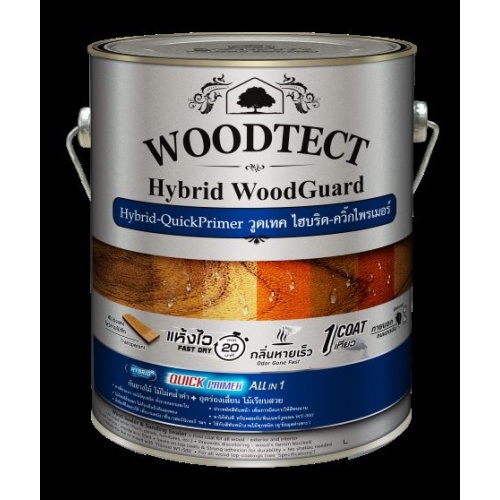 Woodtect วูดเทค สีรองพื้น ไฮบริด ควิ๊กไพรเมอร์ WW-5101 1กล. สีไม้สัก