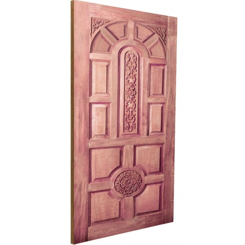 ประตูไม้สยาแดง บานทึบลูกฟักแกะลาย GC-75 90x200cm. BEST