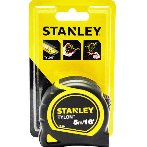 STANLEY ตลับเมตร หุ้มยาง 5เมตร รุ่น TYLONTAPE