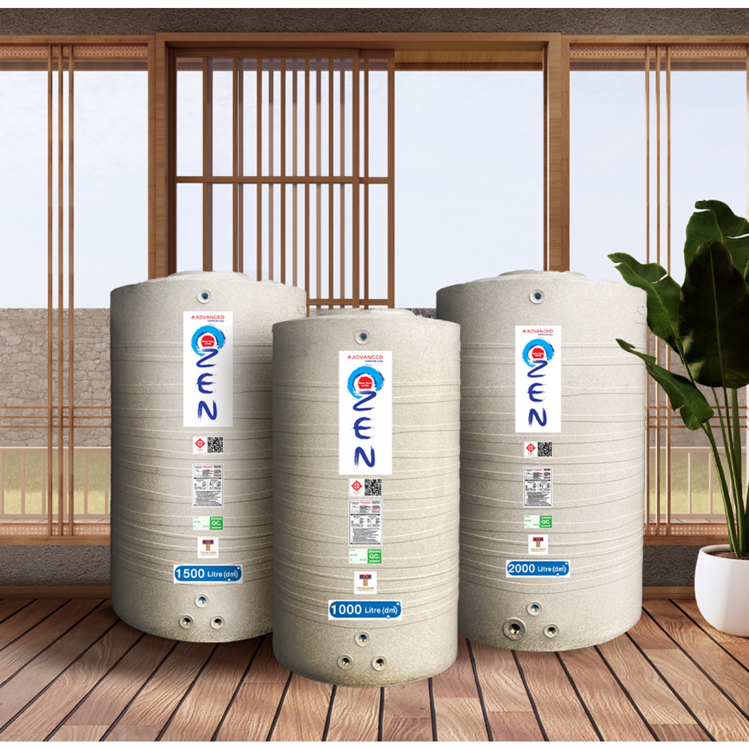 ADVANCE ถังเก็บน้ำบนดิน 2000L รุ่น ZEN (เซน) (คละสี)