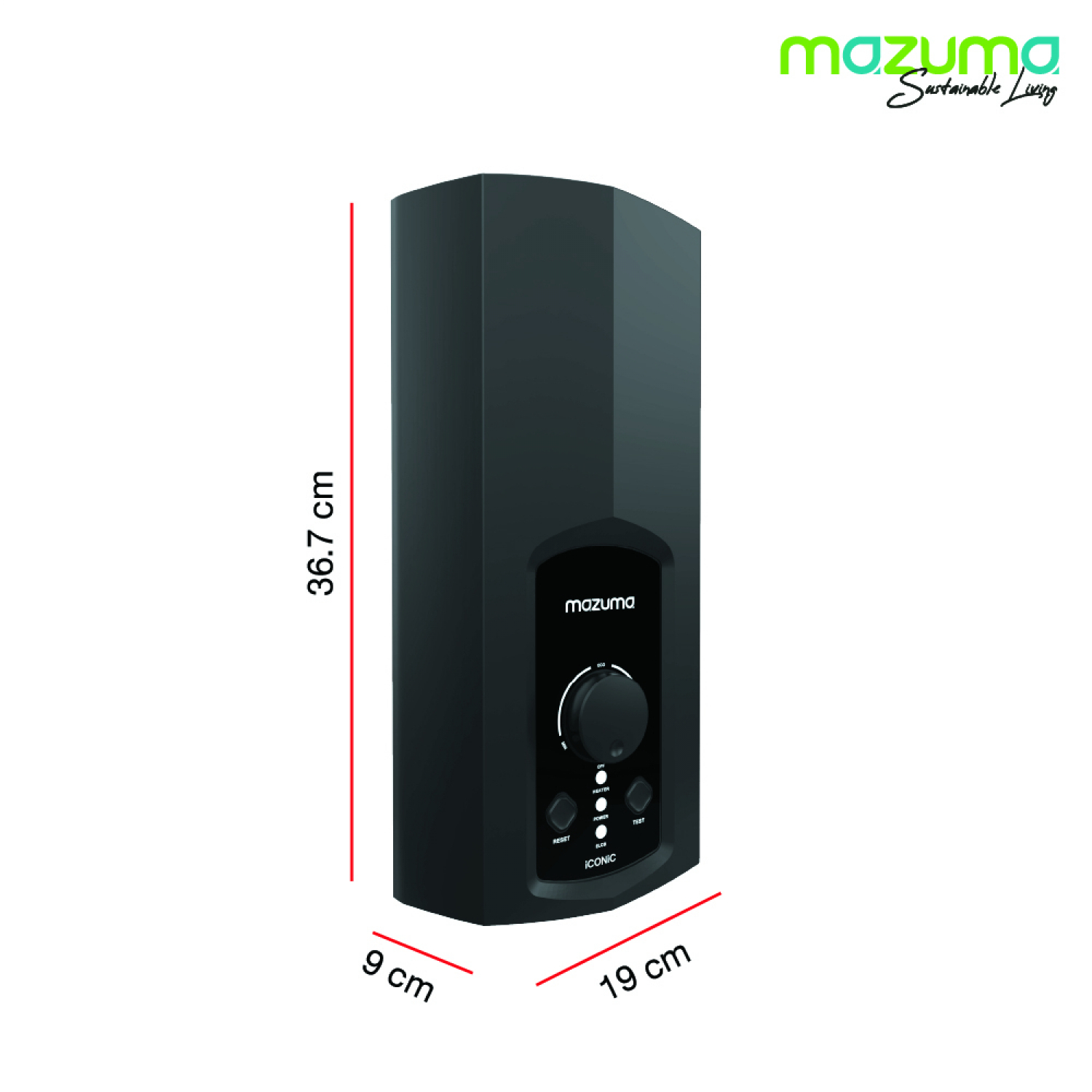 MAZUMA เครื่องทำน้ำอุ่น ขนาด 4500 วัตต์ รุ่น ICONIC BLACK สีดำ