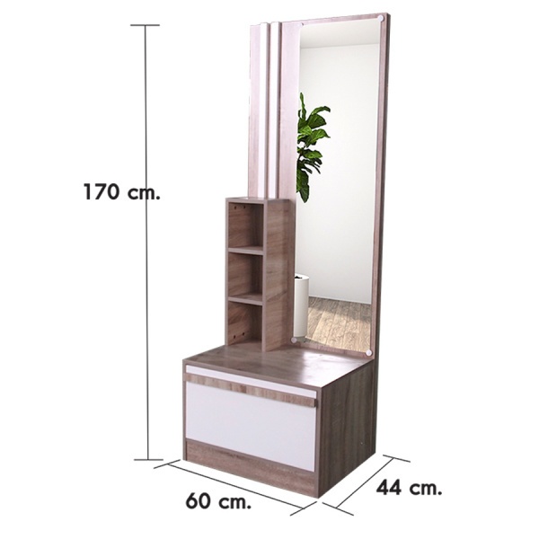 DELICATO โต้ะเครื่องแป้ง(แบบยืน) รุ่น อปาเช่ ขนาด 60x44x170 ซม.สีทูโทน น้ำตาลอ่อน/ขาว  