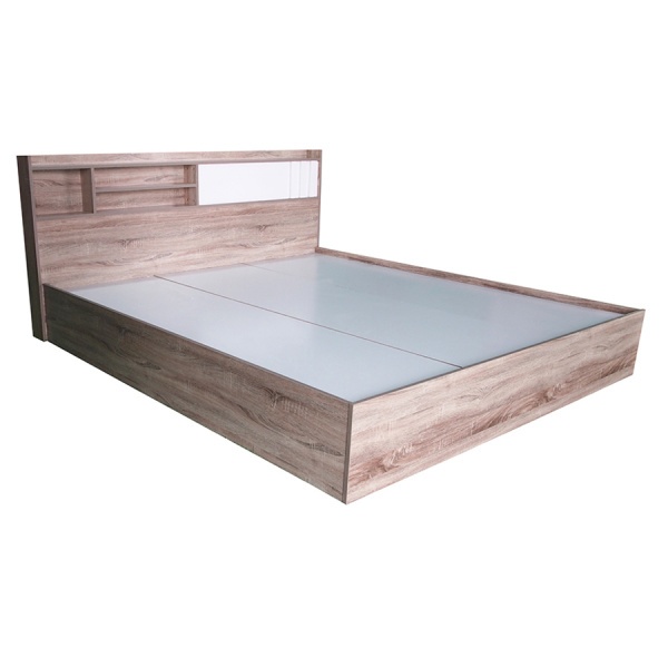 DELICATO เตียงนอน รุ่น อปาเช่ ขนาด 6 ฟุต สีทูโทน น้ำตาลอ่อน/สีขาว