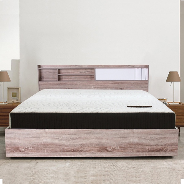 DELICATO เตียงนอน รุ่น อปาเช่ ขนาด 6 ฟุต สีทูโทน น้ำตาลอ่อน/สีขาว