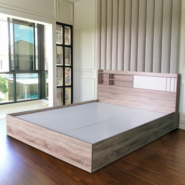 DELICATO เตียงนอน รุ่น อปาเช่ ขนาด 6 ฟุต สีทูโทน น้ำตาลอ่อน/สีขาว