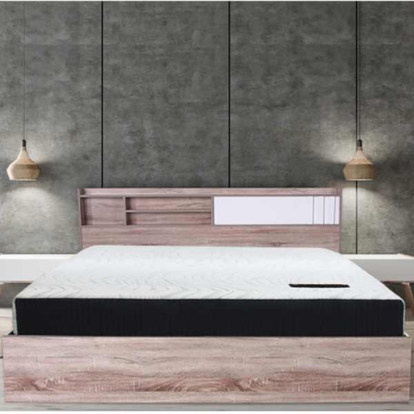 DELICATO เตียงนอน รุ่น อปาเช่ ขนาด 6 ฟุต สีทูโทน น้ำตาลอ่อน/สีขาว