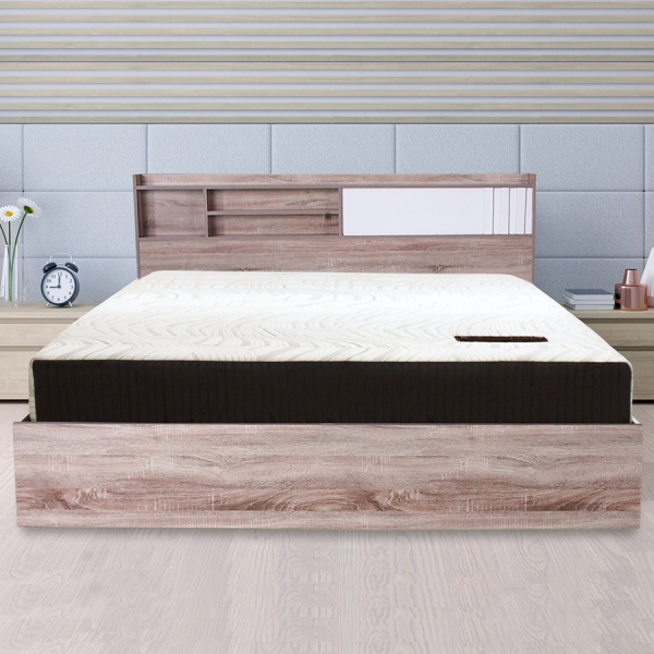 DELICATO เตียงนอน รุ่น อปาเช่ ขนาด 6 ฟุต สีทูโทน น้ำตาลอ่อน/สีขาว